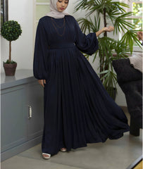 Elegant Cinched Waist Pleated Abaya