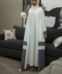 Contrast Panel Open Abaya