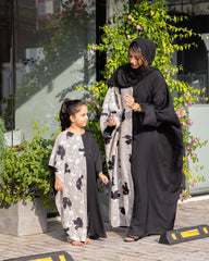 Floral Split Print Kaftan Style Abaya Set