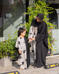 Floral Split Print Kaftan Style Abaya Set