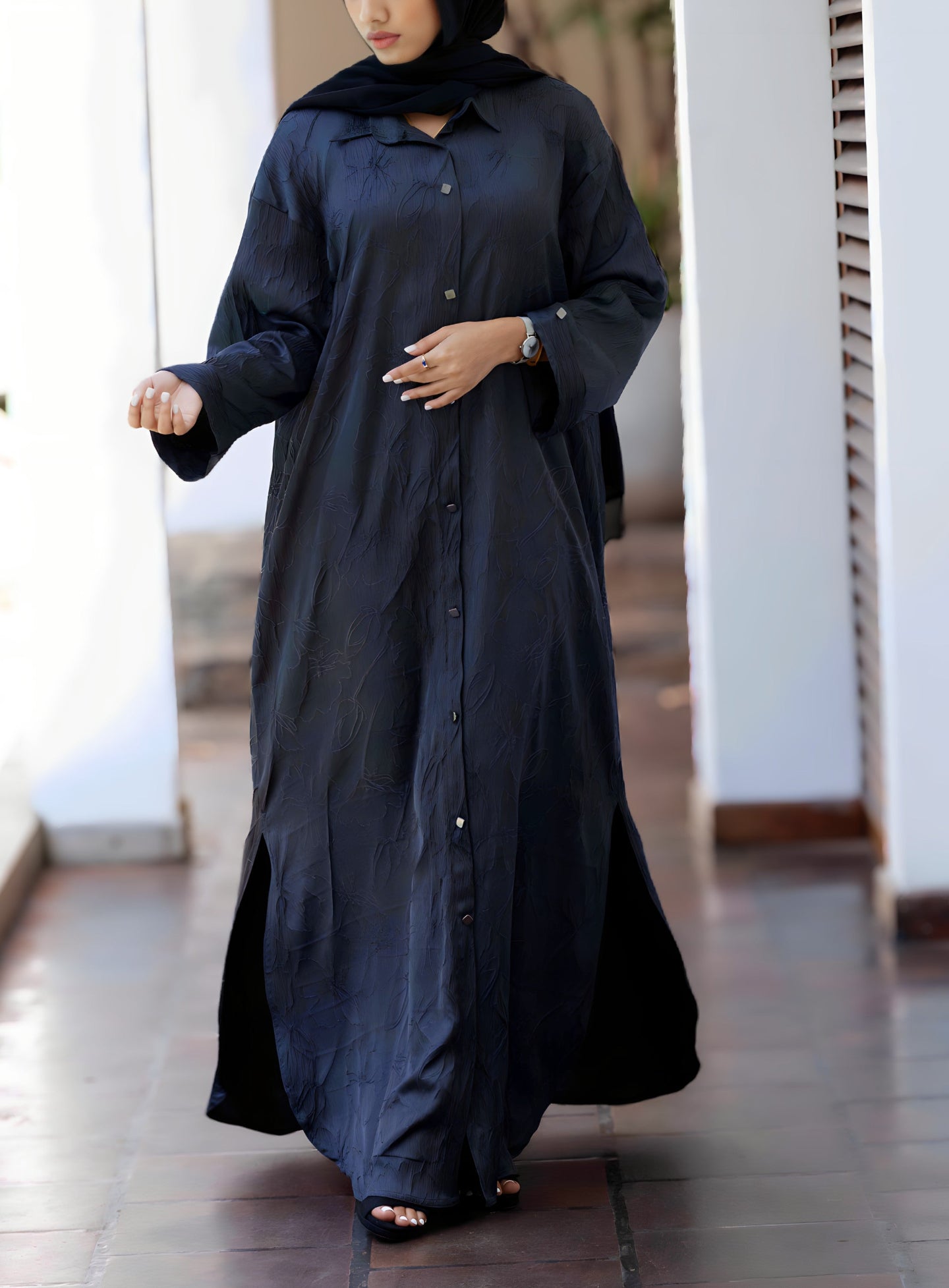 Textured Button-Down Dress