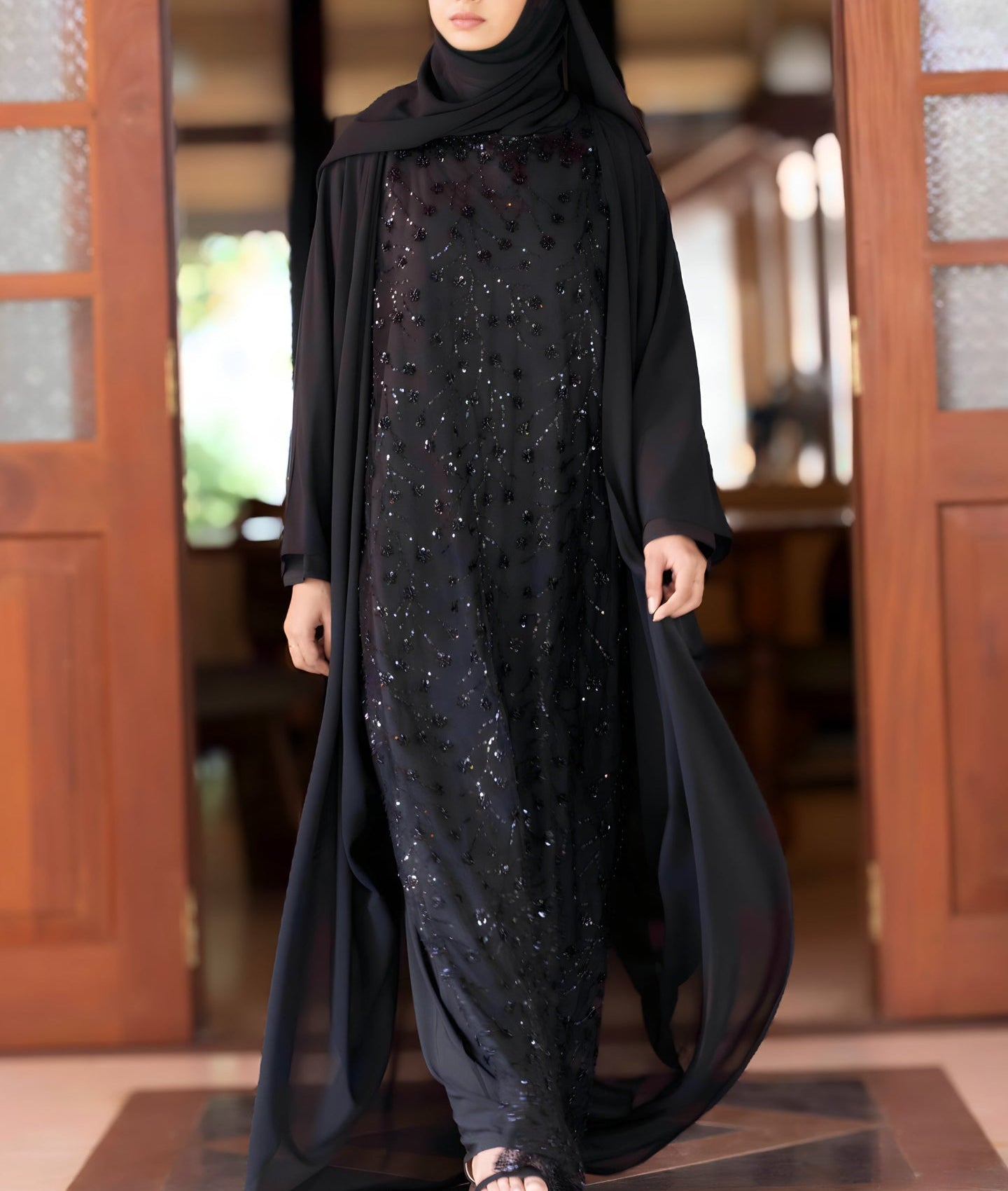 Midnight Sequin Opulence Abaya Set