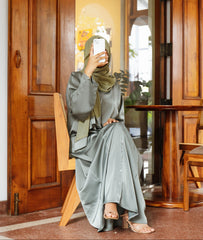 Shimmer Abaya with Vertical Sequin Detailing