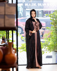 Two-Piece Sheer Floral Overlay Abaya Set