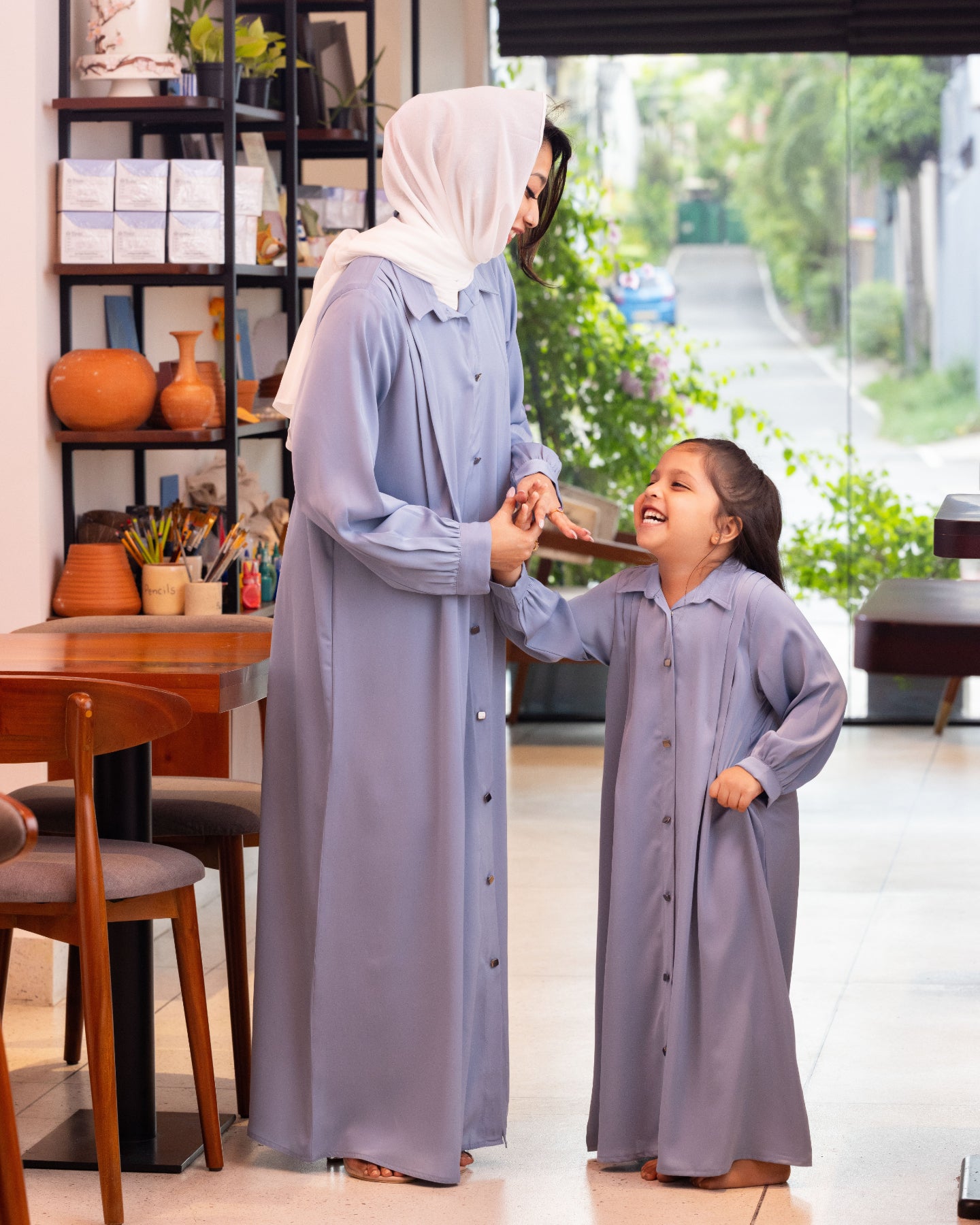 Button-Down Collared Abaya Dress