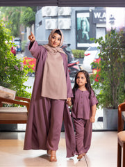 A beautiful layered modest co-ord outfit featuring a flowing overgarment and matching top from our online abaya shop.