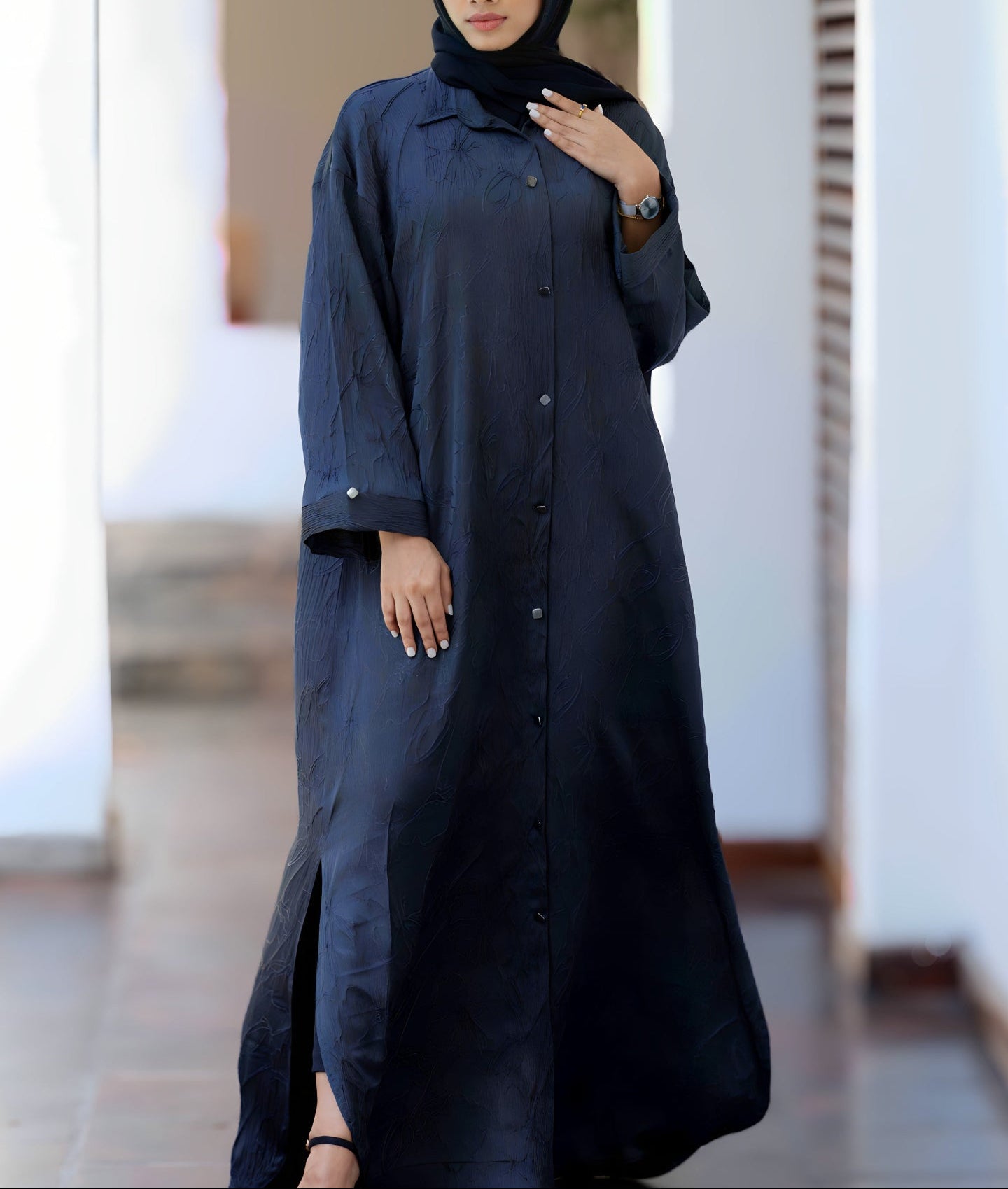 Textured Button-Down Dress